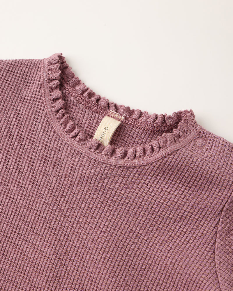 QUINCY MAE: WAFFLE LONG SLEEVE BODYSUIT+ SKIRTED BLOOMER SET || MULBERRY