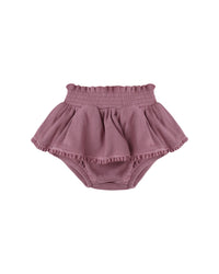 QUINCY MAE: WAFFLE LONG SLEEVE BODYSUIT+ SKIRTED BLOOMER SET || MULBERRY