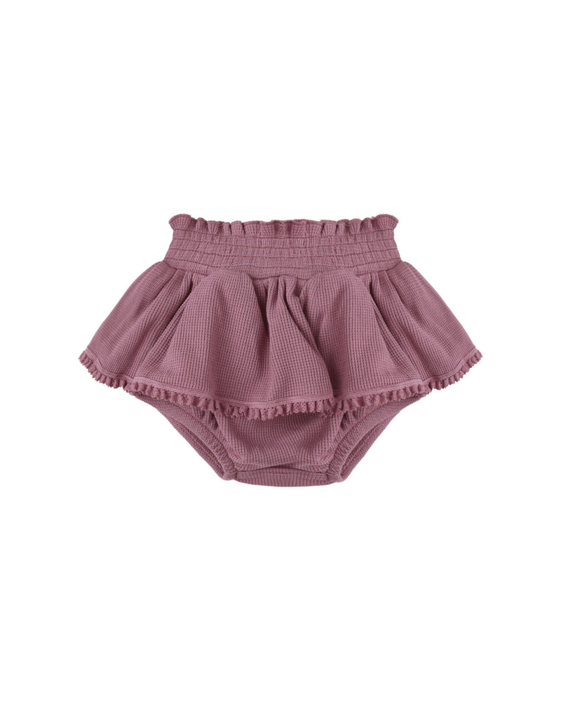 QUINCY MAE: WAFFLE LONG SLEEVE BODYSUIT+ SKIRTED BLOOMER SET || MULBERRY