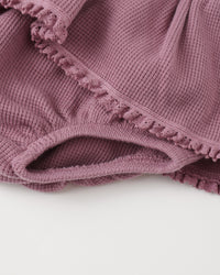 QUINCY MAE: WAFFLE LONG SLEEVE BODYSUIT+ SKIRTED BLOOMER SET || MULBERRY