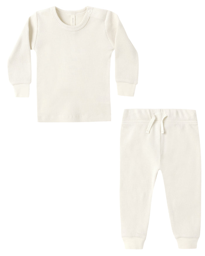 QUINCY MAE: WAFFLE TOP + PANT SET || NATURAL