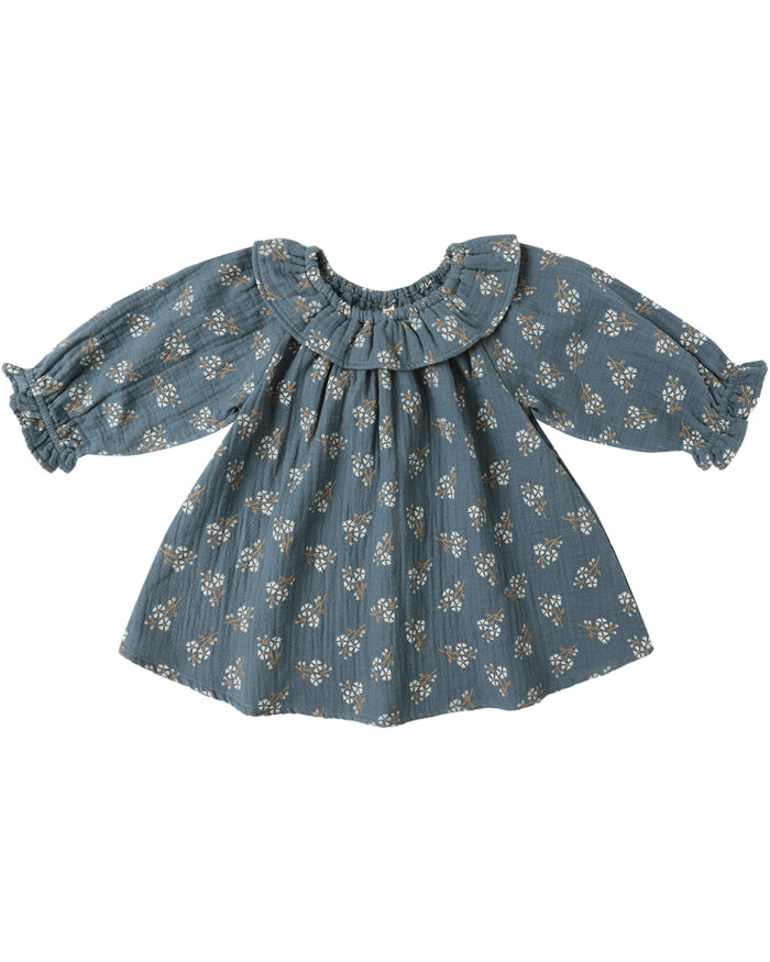 QUINCY MAE: LONG SLEEVE ISLA DRESS || BLUE FLORAL