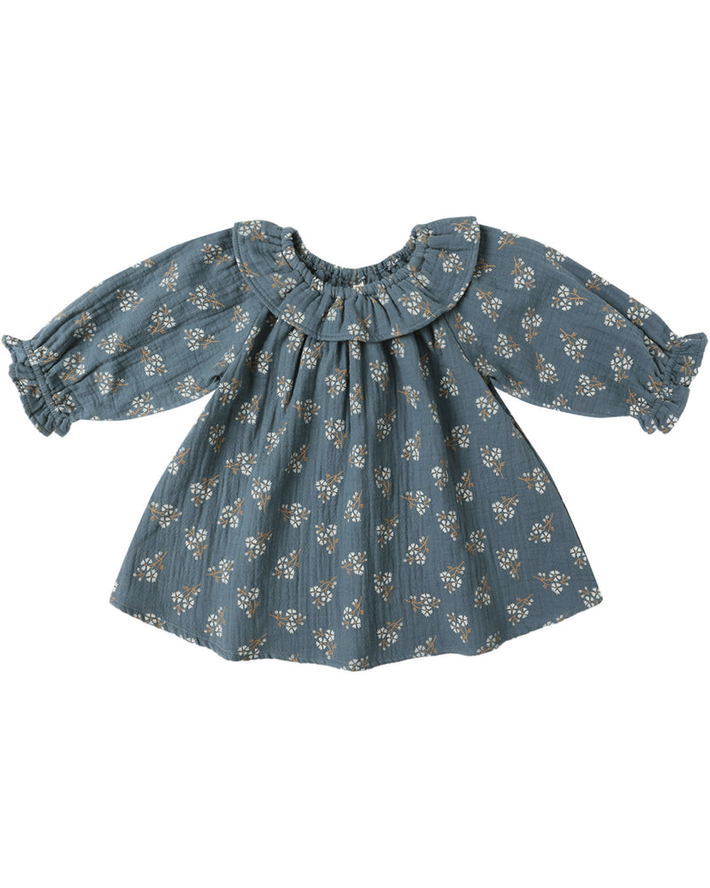QUINCY MAE: LONG SLEEVE ISLA DRESS || BLUE FLORAL