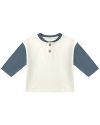 QUINCY MAE: LONG SLEEVE HENLEY TEE + DRAWSTRING PANT SET || OCEAN