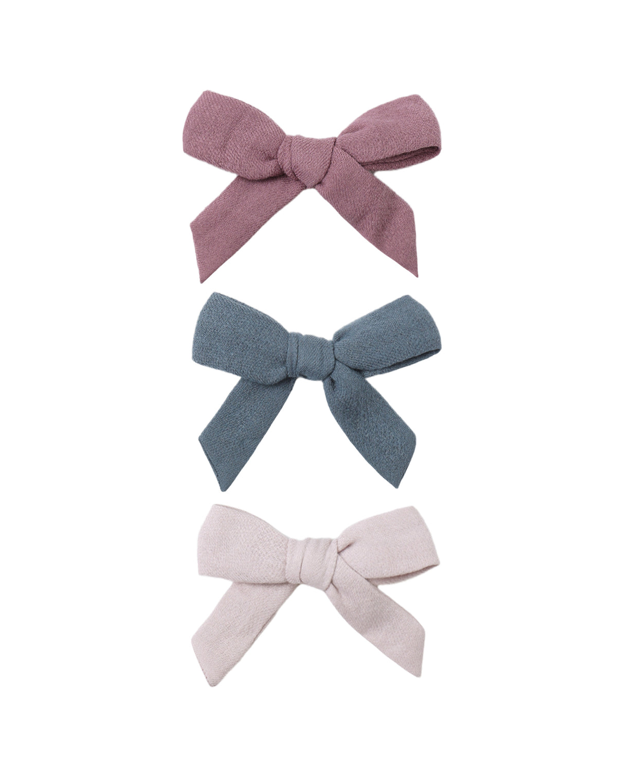 QUINCY MAE: BOW WITH CLIP, SET OF 3 || MULBERRY, OCEAN, LILAC