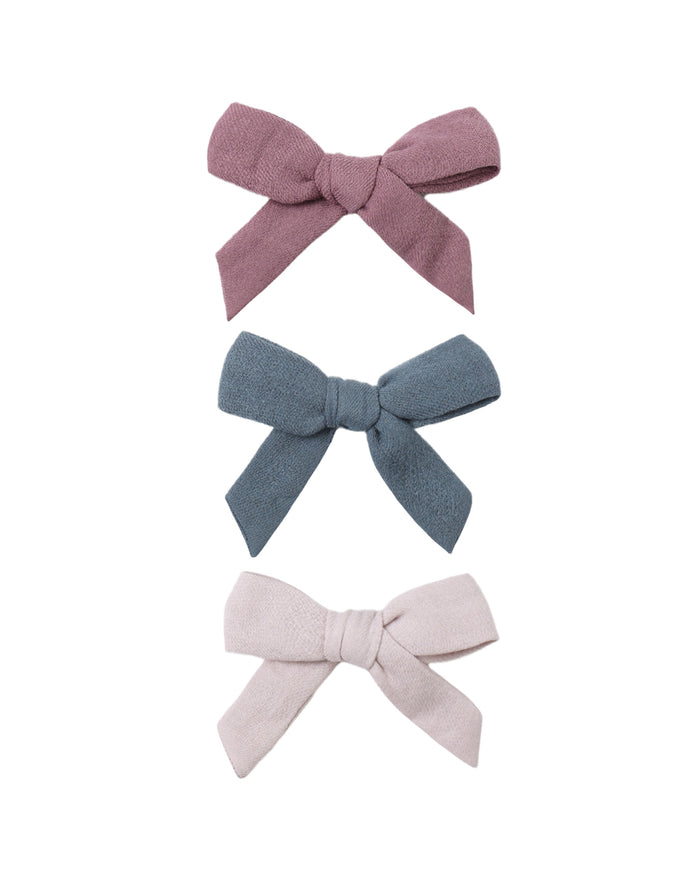 QUINCY MAE: BOW WITH CLIP, SET OF 3 || MULBERRY, OCEAN, LILAC