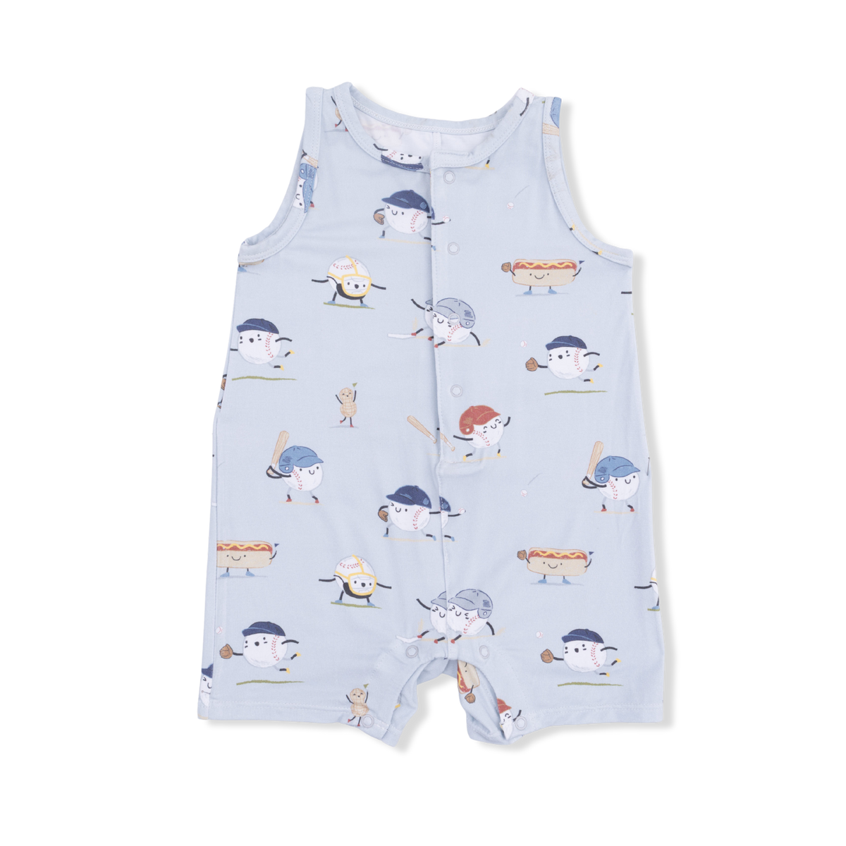 ANGEL DEAR: BASEBALLS PLAYING BASEBALL - SLEEVELESS SHORTIE ROMPER