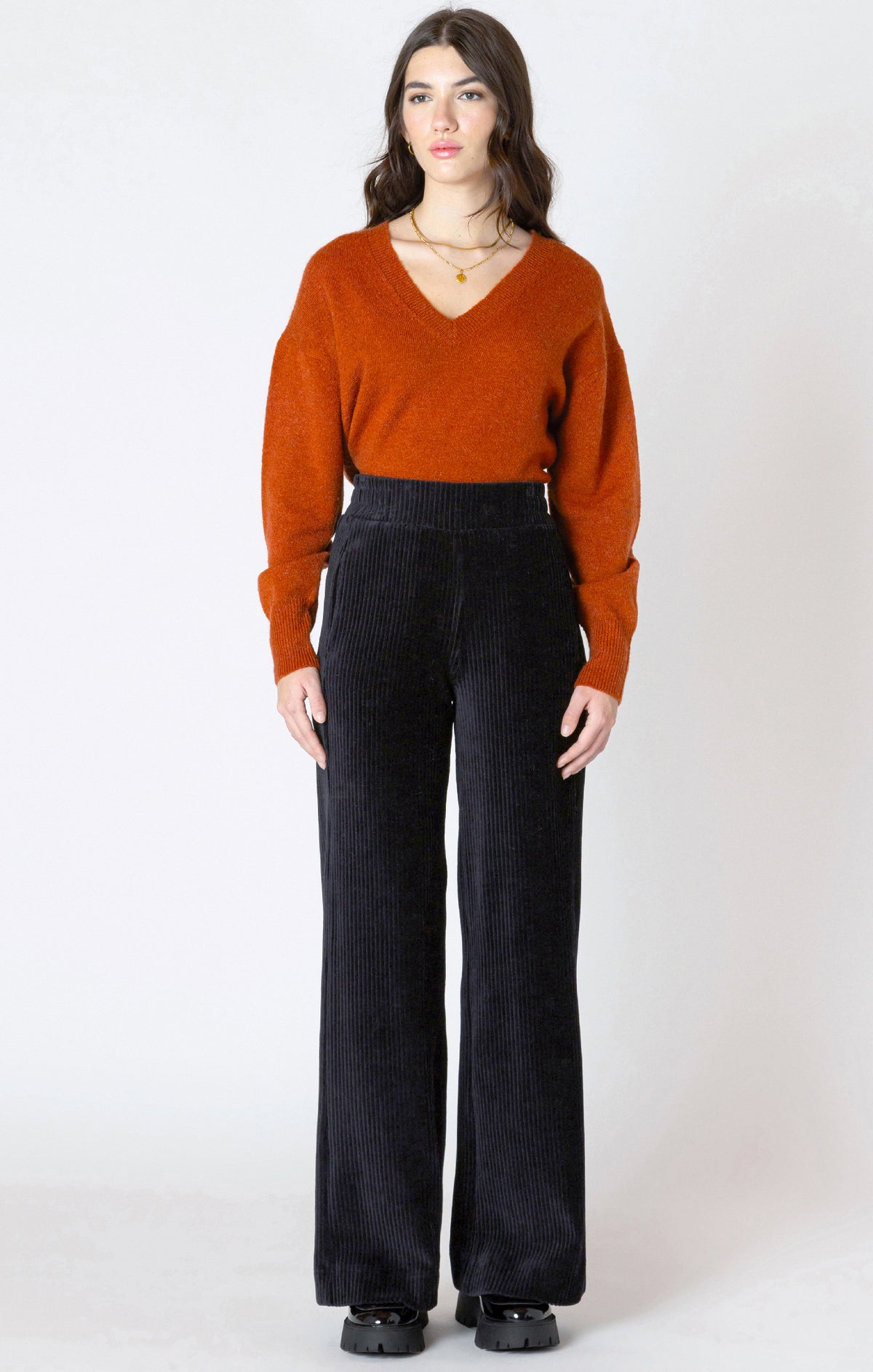 DEX: WIDE LEG CORDUROY PANT - BLACK