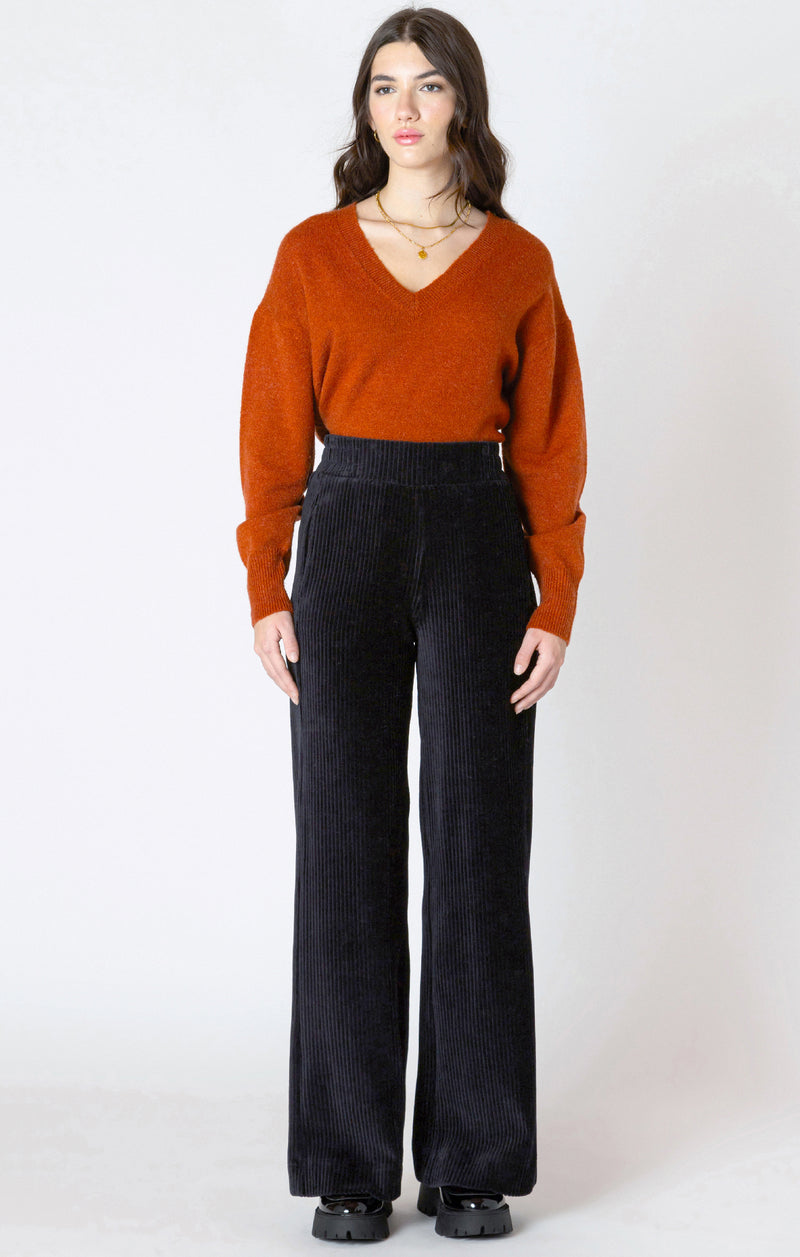 DEX: WIDE LEG CORDUROY PANT - BLACK