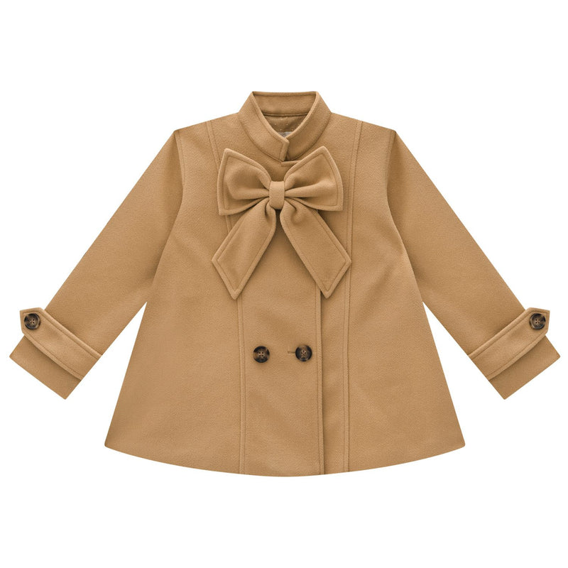 MILON: PEACOAT WITH REMOVABLE BOW - TAMARIND