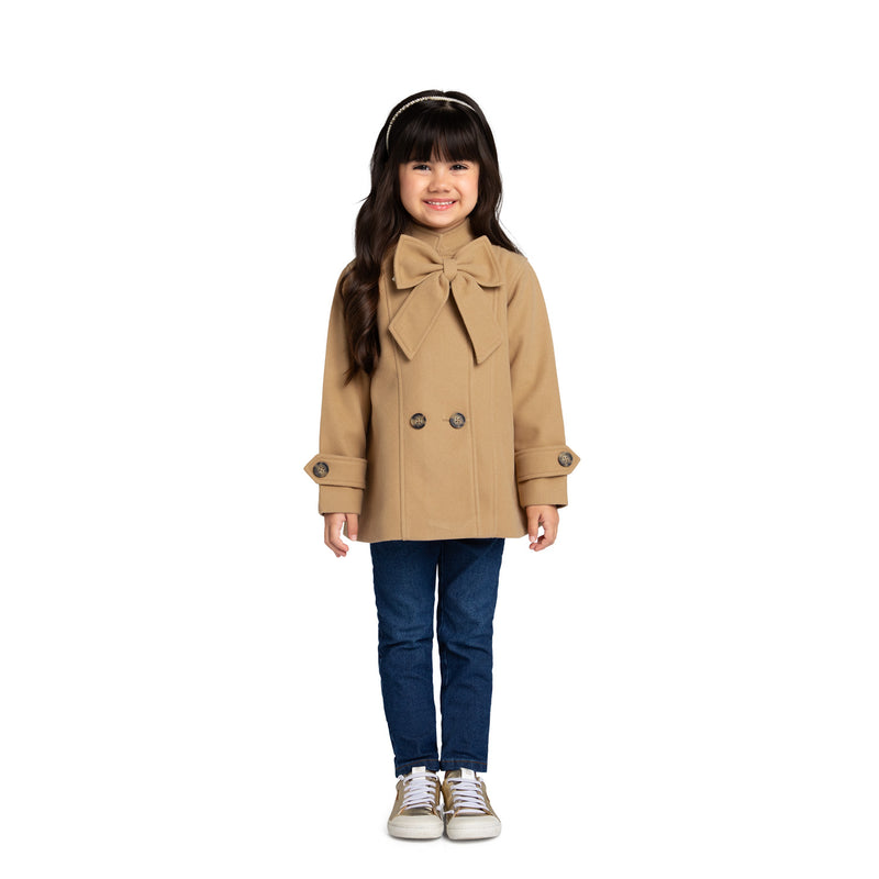 MILON: PEACOAT WITH REMOVABLE BOW - TAMARIND