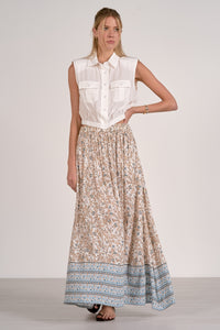 ELAN: SLEEVELESS COLLARED CROP TOP - WHITE