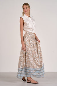 ELAN: SLEEVELESS COLLARED CROP TOP - WHITE