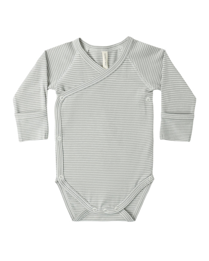 QUINCY MAE: SIDE SNAP BODYSUIT || SAGE MICRO STRIPE & BABY PANT || SAGE