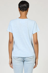 DEAR JOHN: VANYA V NECK SLUB RAW EDGE DETAILS - SKYWAY