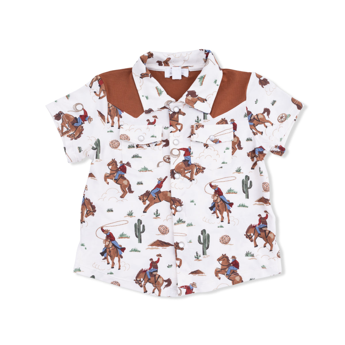 ANGEL DEAR: WESTERN PEARL SNAP SHIRT & SHORT SET - BUCKAROO
