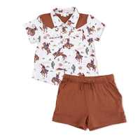 ANGEL DEAR: WESTERN PEARL SNAP SHIRT & SHORT SET - BUCKAROO