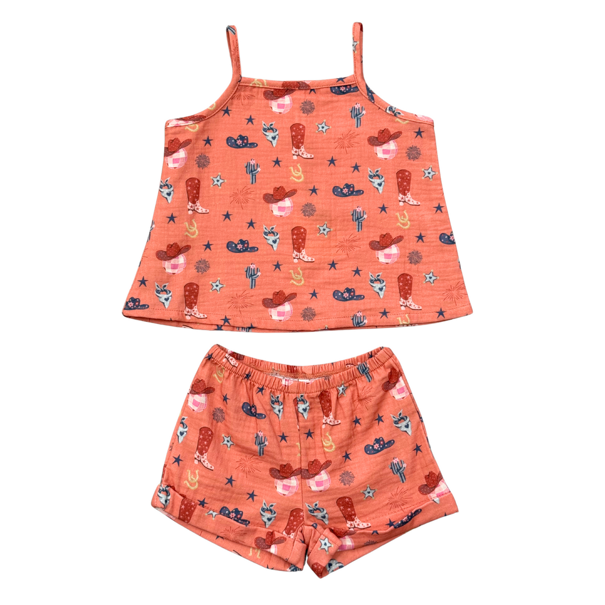 BABYSPROUTS: GAUZE TANK & SHORT SET - AMERICAN COWGIRL