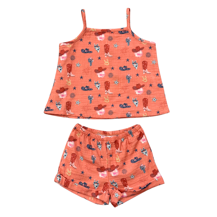 BABYSPROUTS: GAUZE TANK & SHORT SET - AMERICAN COWGIRL