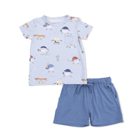 ANGEL DEAR: BASEBALLS PLAYING BASEBALL - CREW NECK TEE WITH CASUAL SHORT