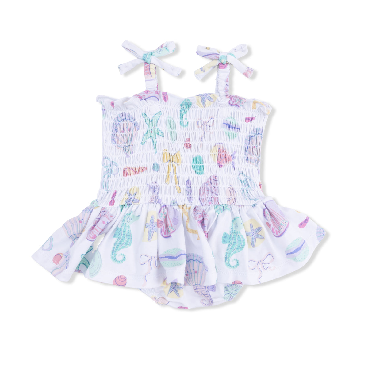 ANGEL DEAR: BEACH DAYS - SMOCKED BUBBLE WITH SKIRT