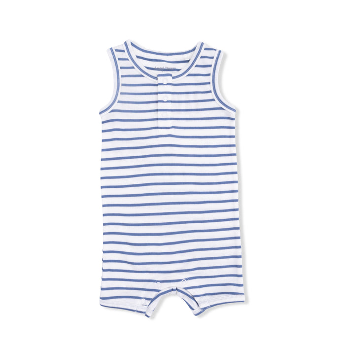 ANGEL DEAR: NAVY STRIPE - HENLEY SHORTIE ROMPER