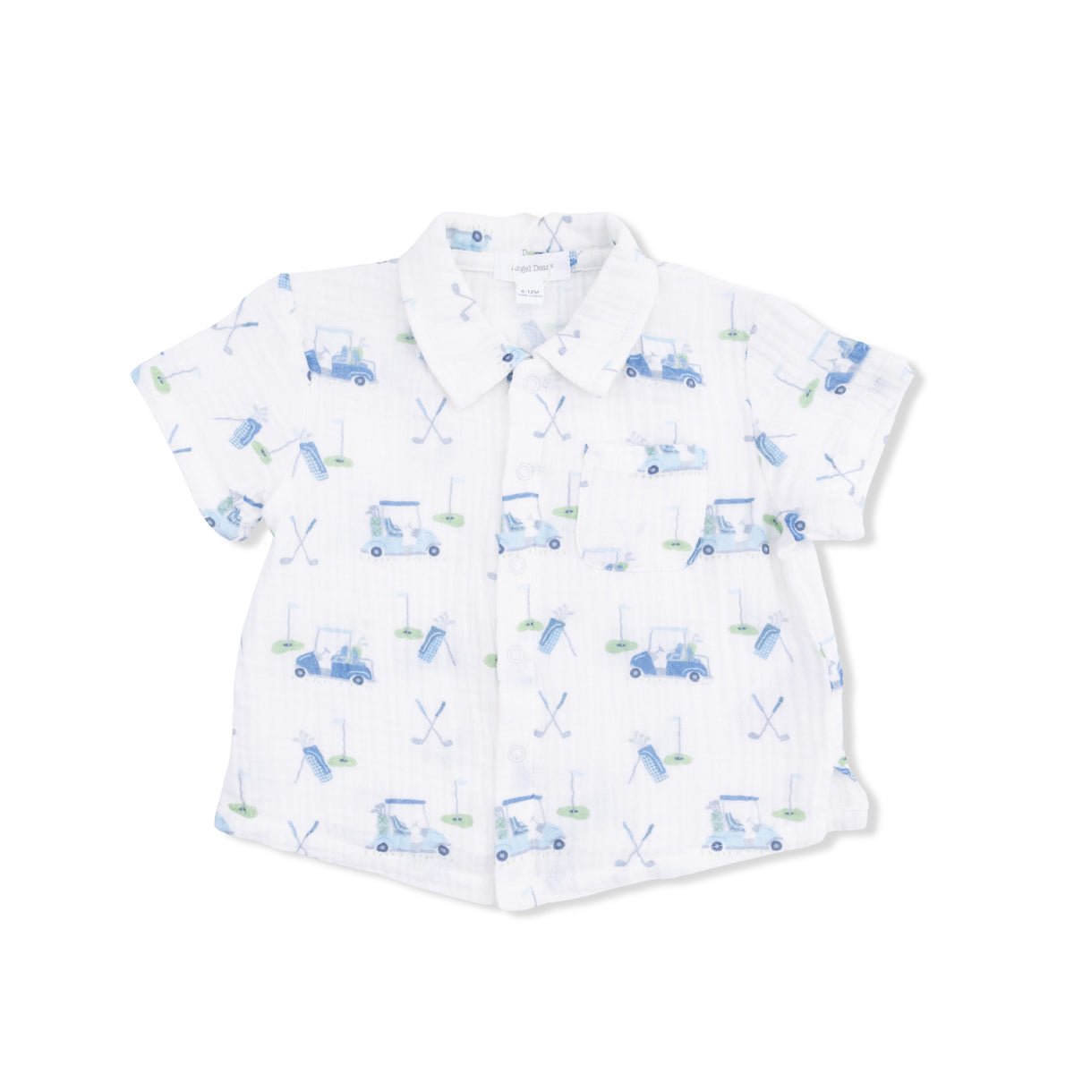ANGEL DEAR: BABY GOLF CARTS BLUE - POLO BUTTON UP WITH CASUAL SHORT