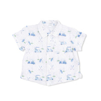 ANGEL DEAR: BABY GOLF CARTS BLUE - POLO BUTTON UP WITH CASUAL SHORT