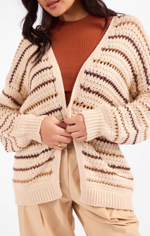 SADIE & SAGE: LOST RANGE STRIPE CARDIGAN - IVORY MULTI