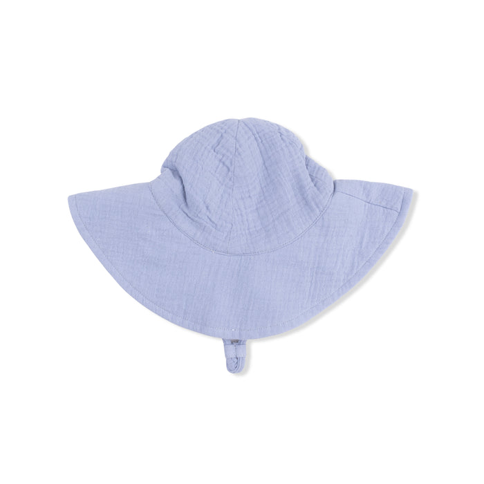 ANGEL DEAR: WIDE BRIM SUN HAT - SOLID MUSLIN BLUE BLIZZARD