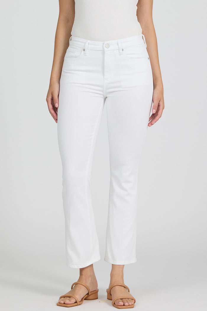 DEAR JOHN: JEANNE SUPER HIGH RISE CROPPED FLARE - WHITE
