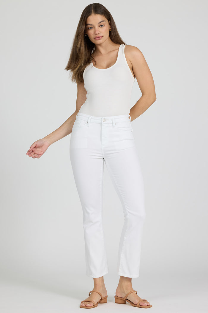 DEAR JOHN: JEANNE SUPER HIGH RISE CROPPED FLARE - WHITE