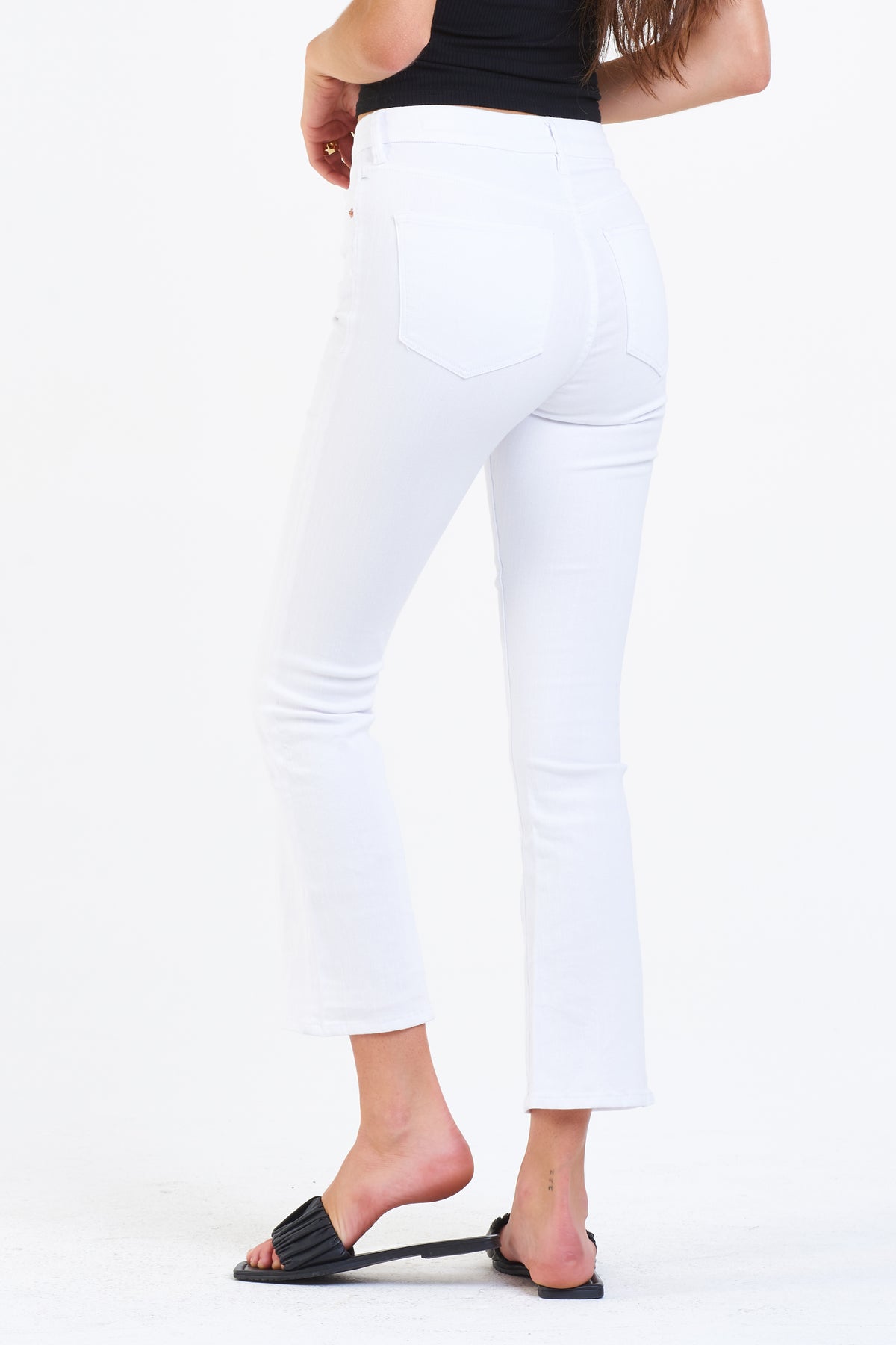 DEAR JOHN: JEANNE SUPER HIGH RISE CROPPED FLARE - WHITE