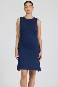 DEAR JOHN: STRADA CREW NECK SLUB DRESS - BLACK IRIS