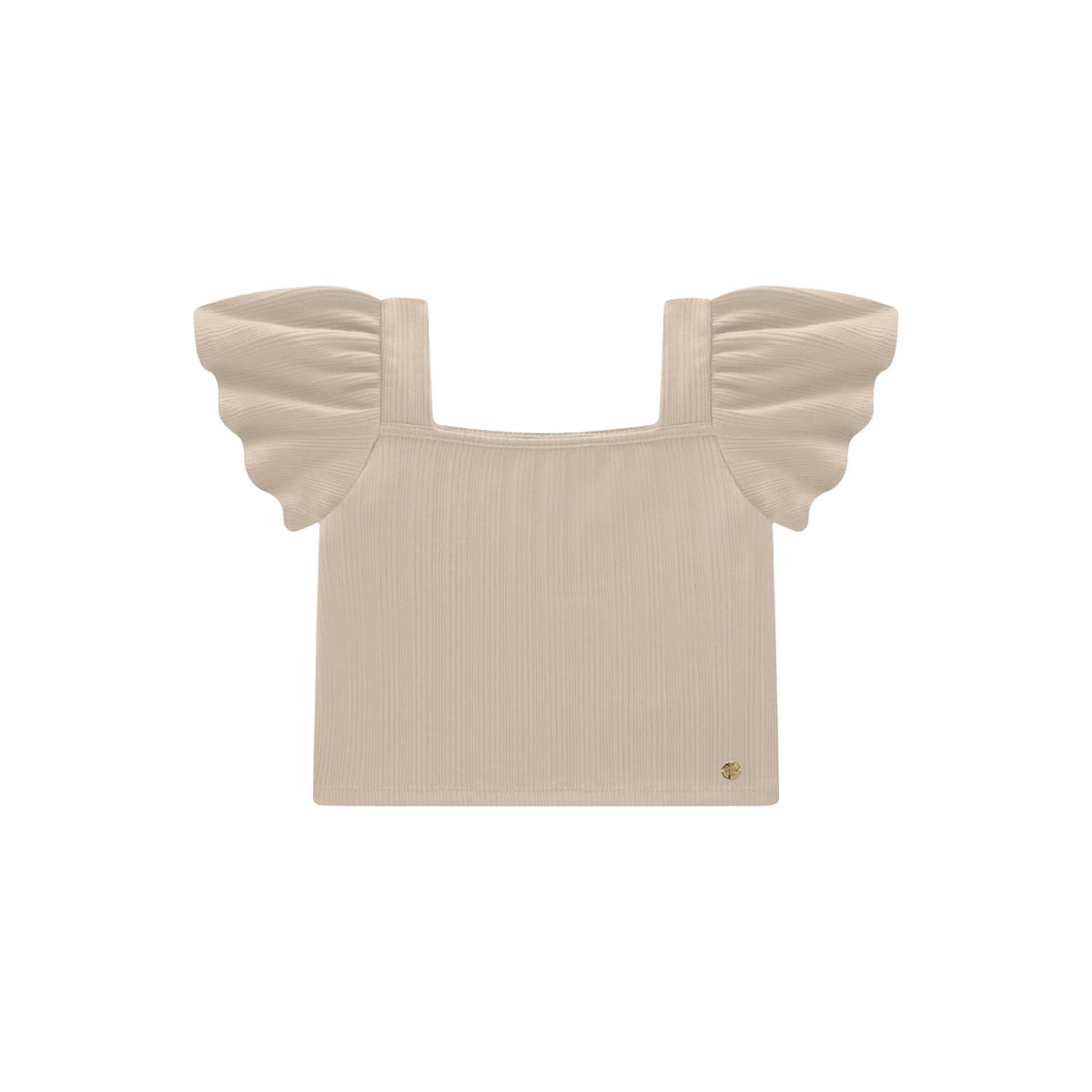 MILON: FLUTTER SLEEVE TOP - ALMOND