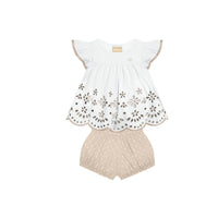 MILON: TOP & BLOOMER SET - ALMOND & WHITE