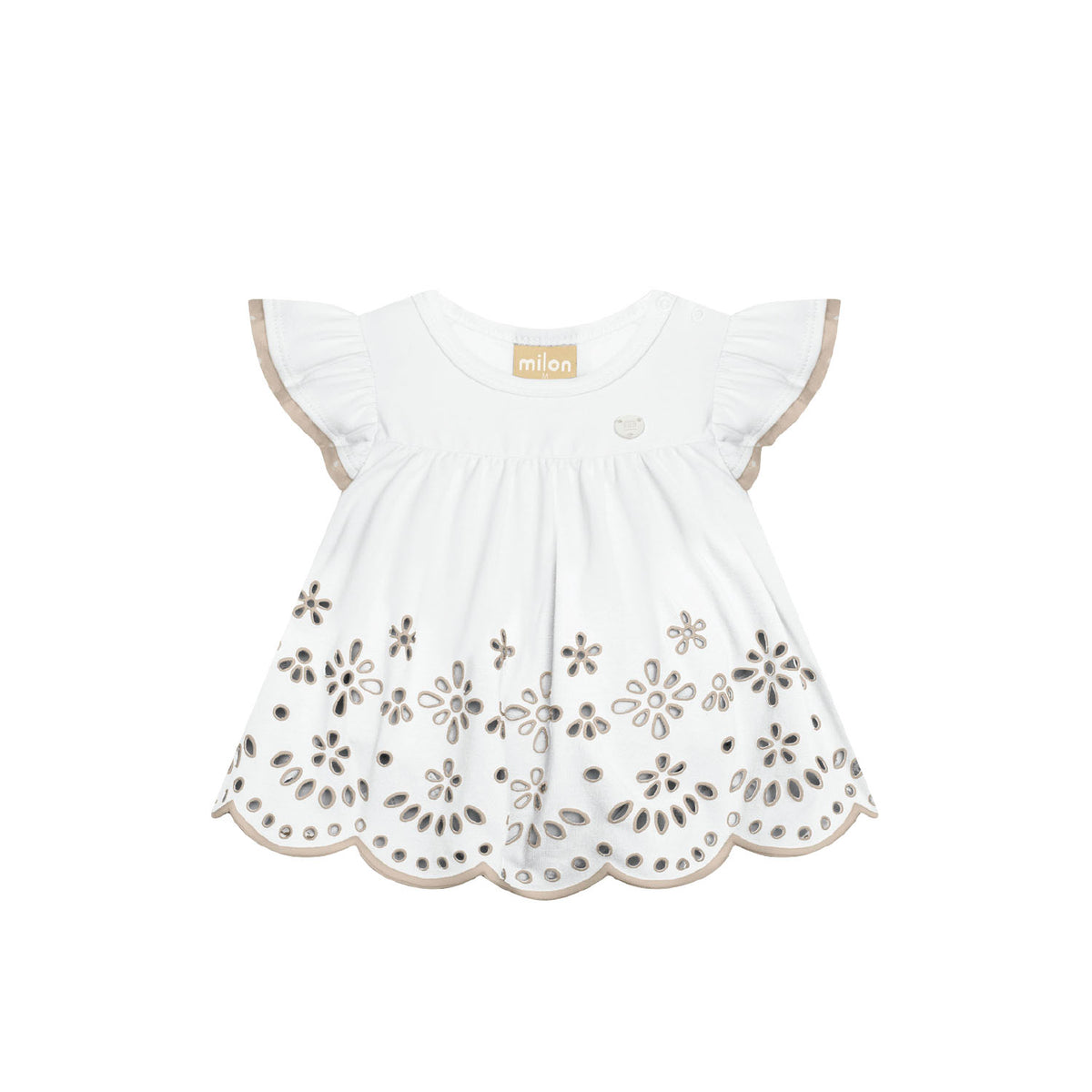 MILON: TOP & BLOOMER SET - ALMOND & WHITE