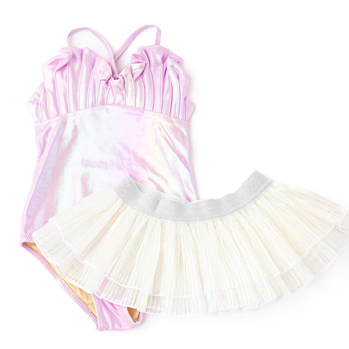 SHADE CRITTERS: METALLIC SHELL ONE PIECE & TUTU SWIM SET - LILAC