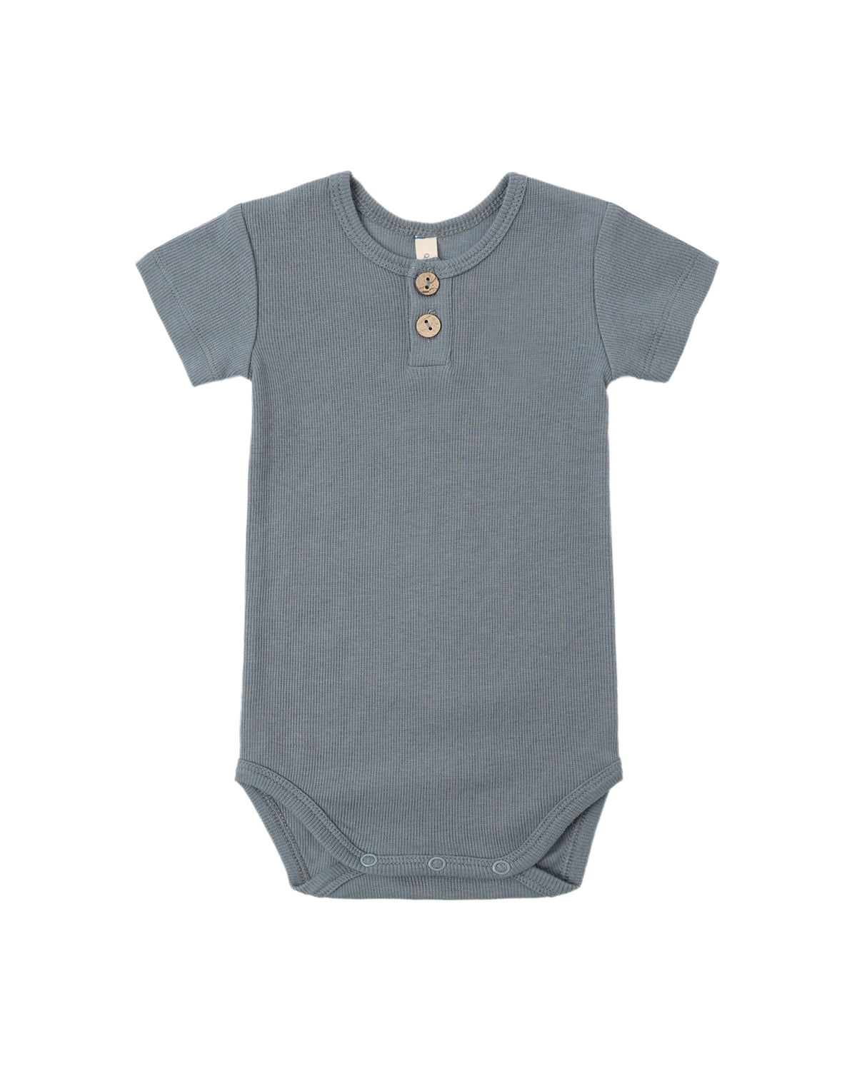 QUINCY MAE: RIBBED HENLEY BODYSUIT - OCEAN