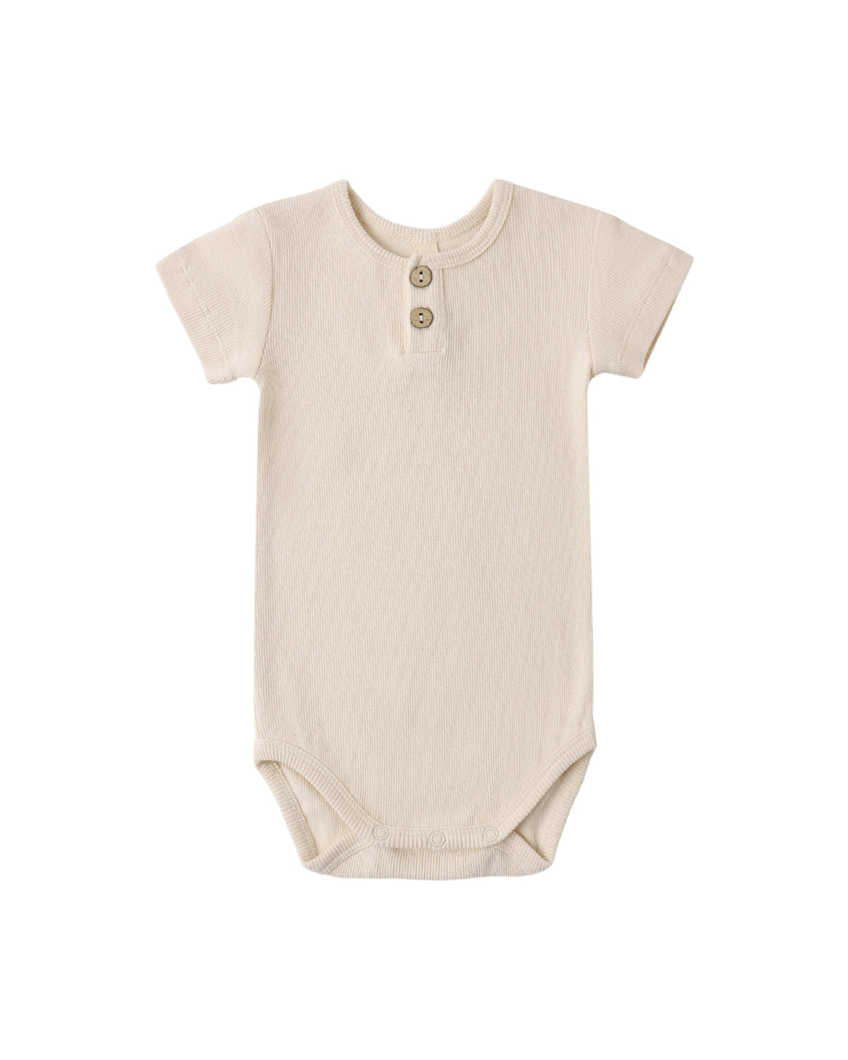 QUINCY MAE: RIBBED HENLEY BODYSUIT - ECRU