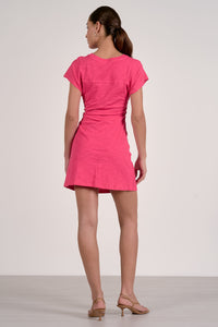 ELAN: SIDE TIE T-SHIRT DRESS - HOT PINK