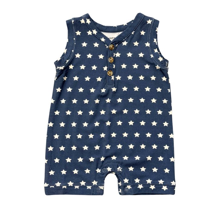 BABYSPROUTS: SLEEVELESS ROMPER - NAVY AMERICAN STARS