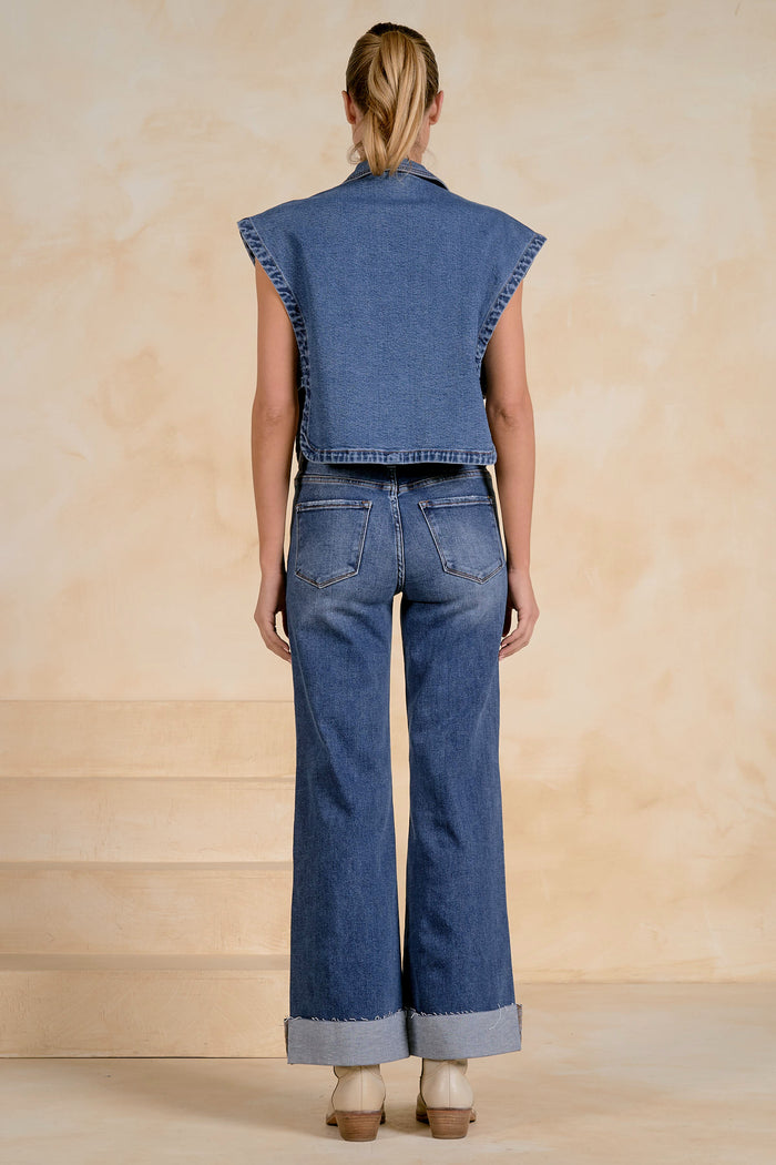 ELAN: DOUBLE BUTTON DENIM VEST
