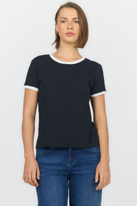 DEAR JOHN: UNITY RINGER CONTRAST TEE - BLACK/WHITE