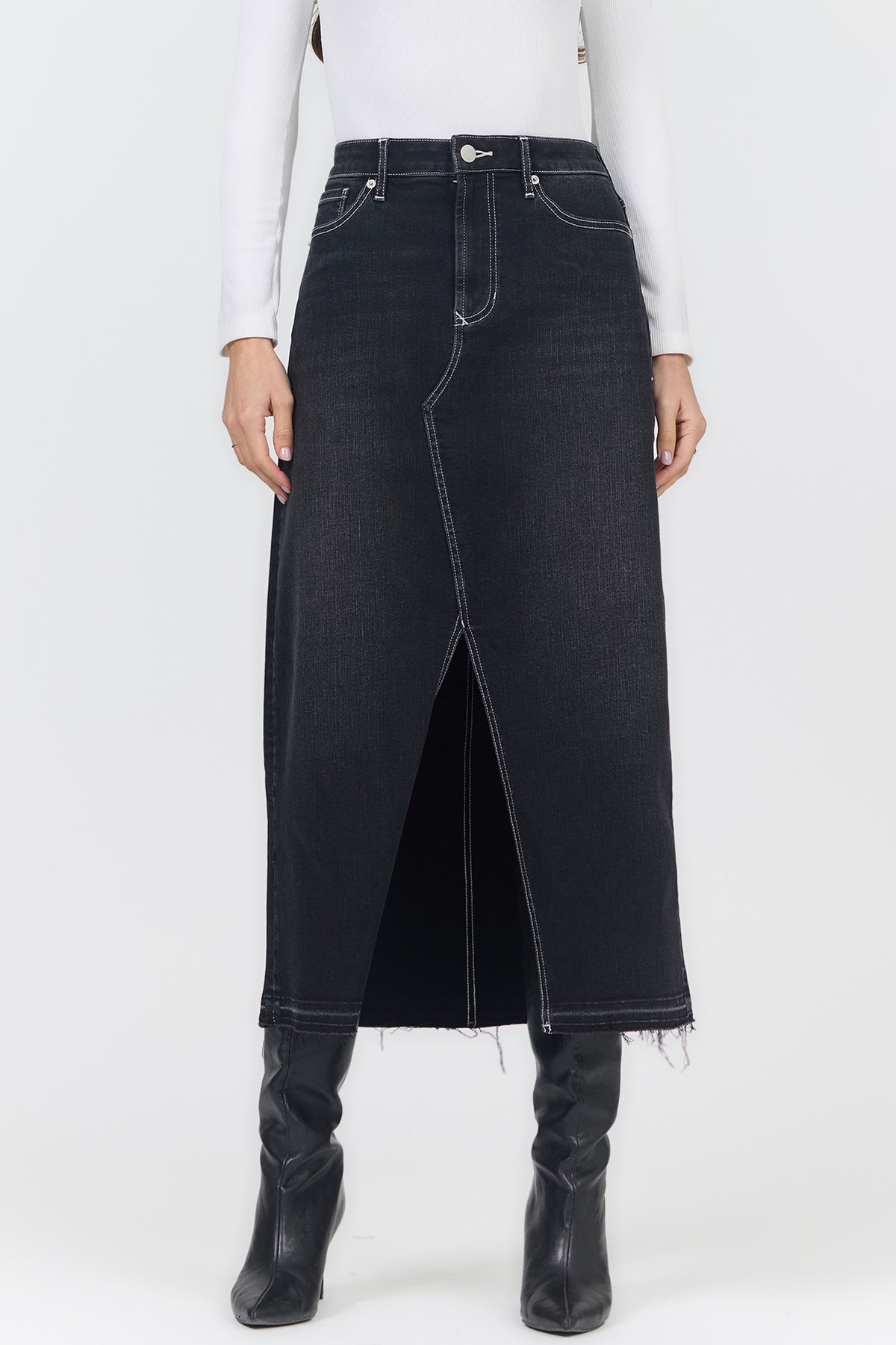 DEAR JOHN: VIANNA DENIM SKIRT - BLACK ACID WASH