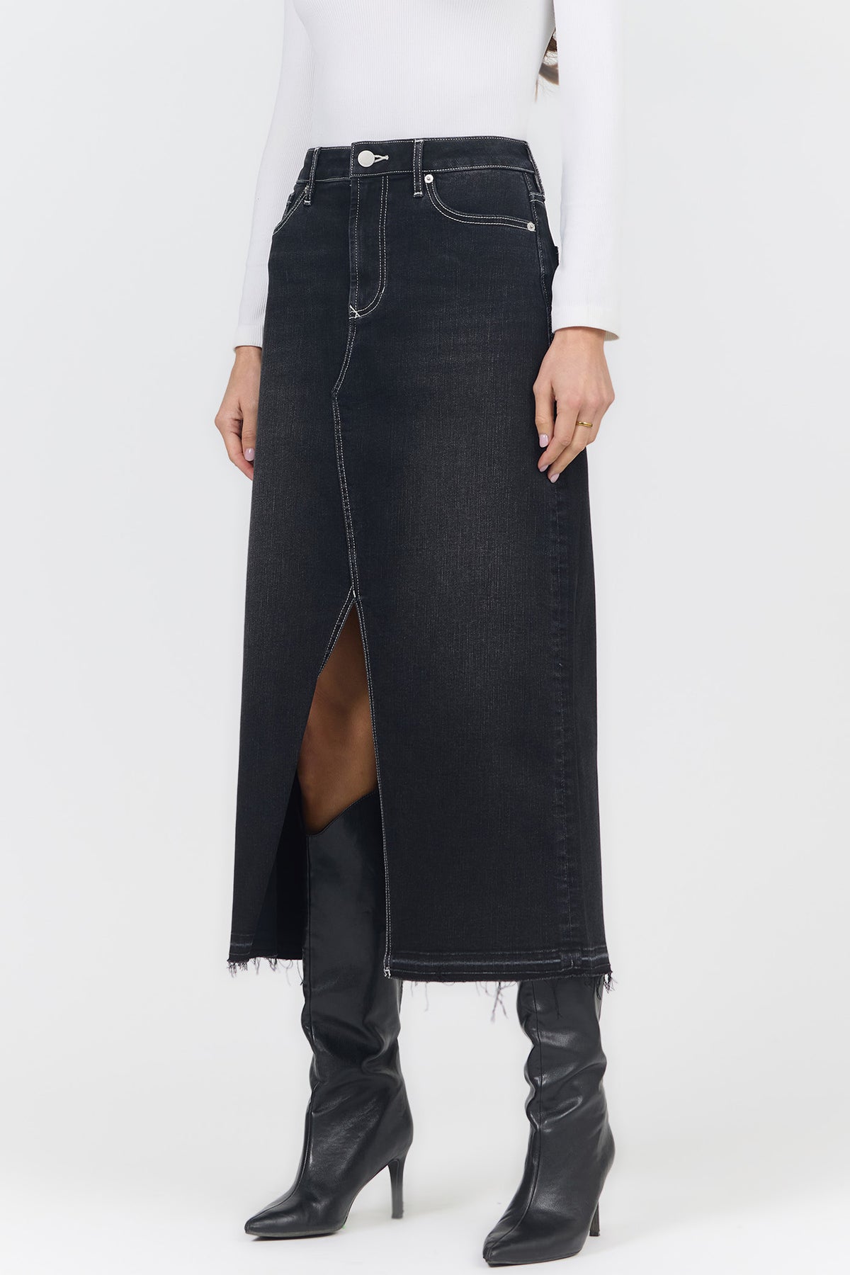 DEAR JOHN: VIANNA DENIM SKIRT - BLACK ACID WASH