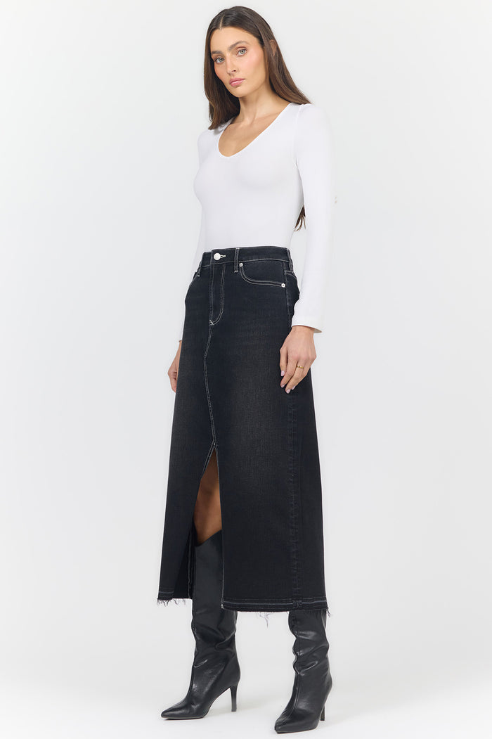 DEAR JOHN: VIANNA DENIM SKIRT - BLACK ACID WASH