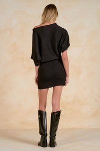 ELAN: SLOUCHY CREWNECK DRESS - BLACK