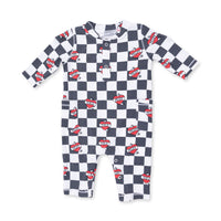 ANGEL DEAR: HEART TATTOO CHECK UNI ROMPER - IVORY/BLACK