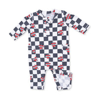 ANGEL DEAR: HEART TATTOO CHECK UNI ROMPER - IVORY/BLACK